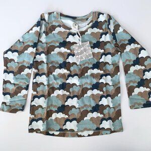 NWT Kate Quinn Organics 70s blue clouds kids tee 6 years